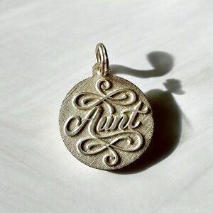 925 Sterling Silver "Aunt" Swirl Design Textured Round Pendant